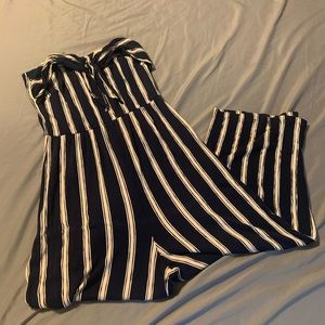 Stripped halter top jumpsuit